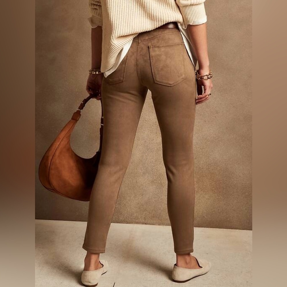 BANANA REPUBLIC Camel Color High-Rise Slim Faux Suede Pants NWT | Size 34/18